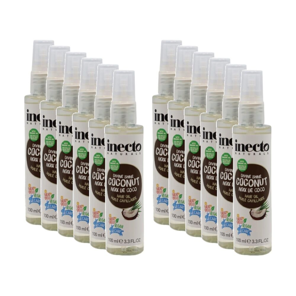 Inecto Naturals Vegan Divine Shine Hydrating Coconut Hair Oil 100mL (12 Pack)