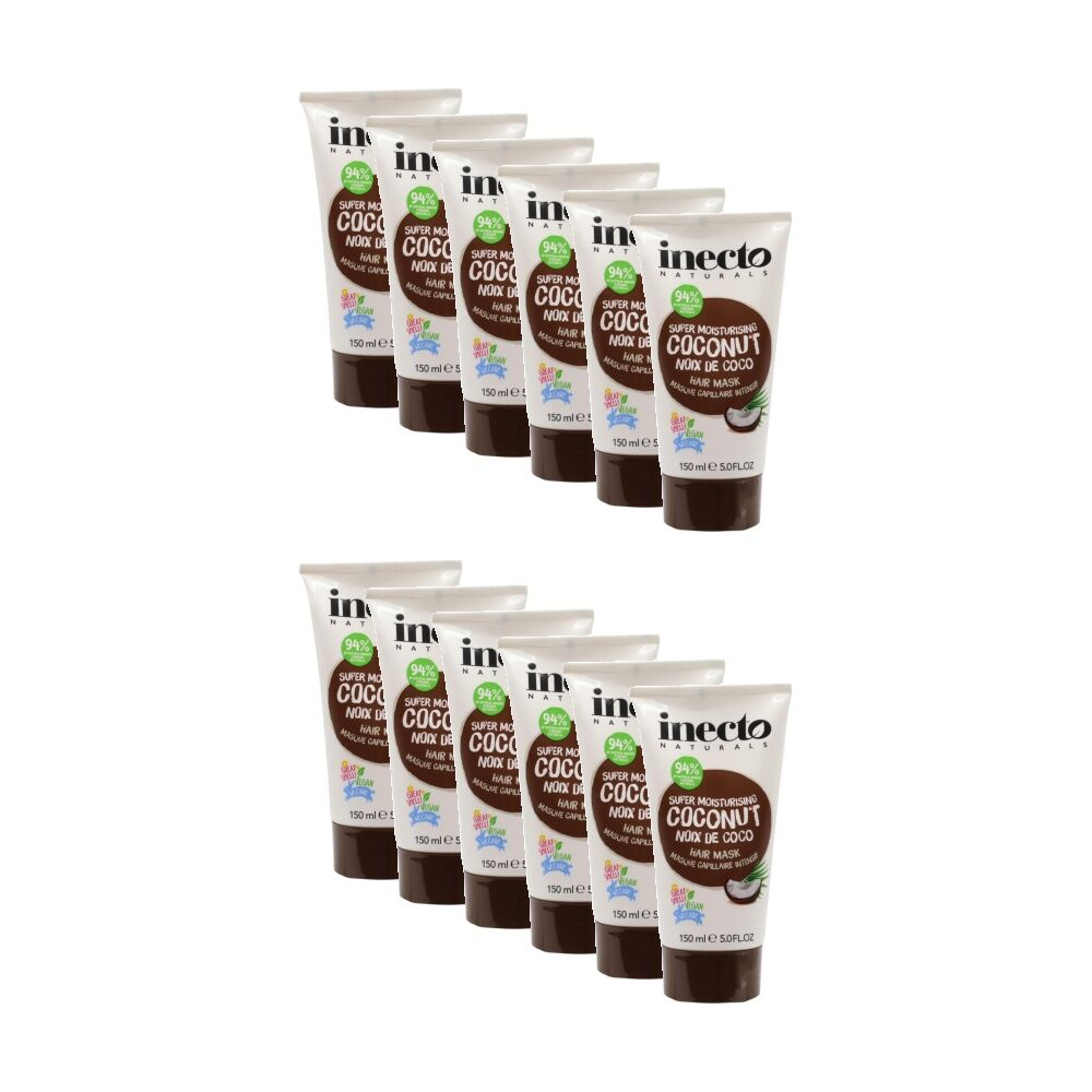 Inecto Naturals Moisturising Vegan Coconut Oil Hair Mask For Dry 150mL (12 Pack)