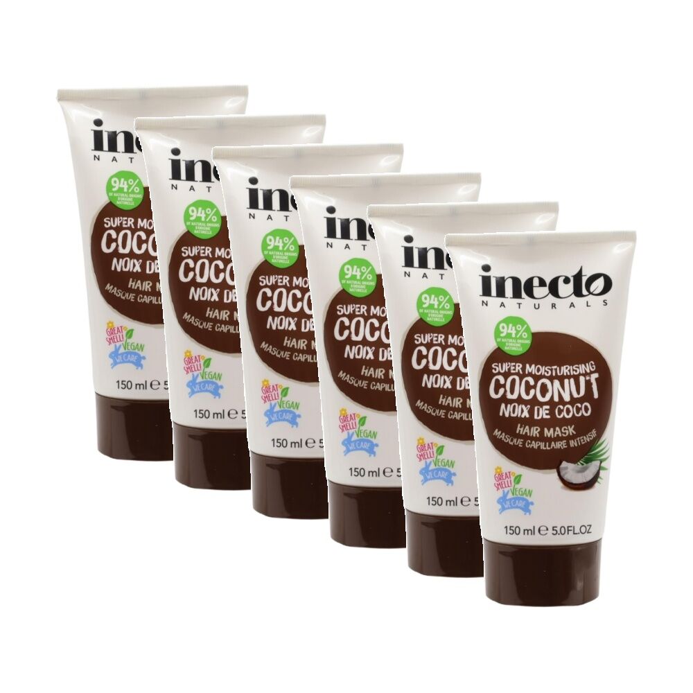 Inecto Naturals Moisturising Vegan Coconut Oil Hair Mask For Dry 150mL (6 Pack)