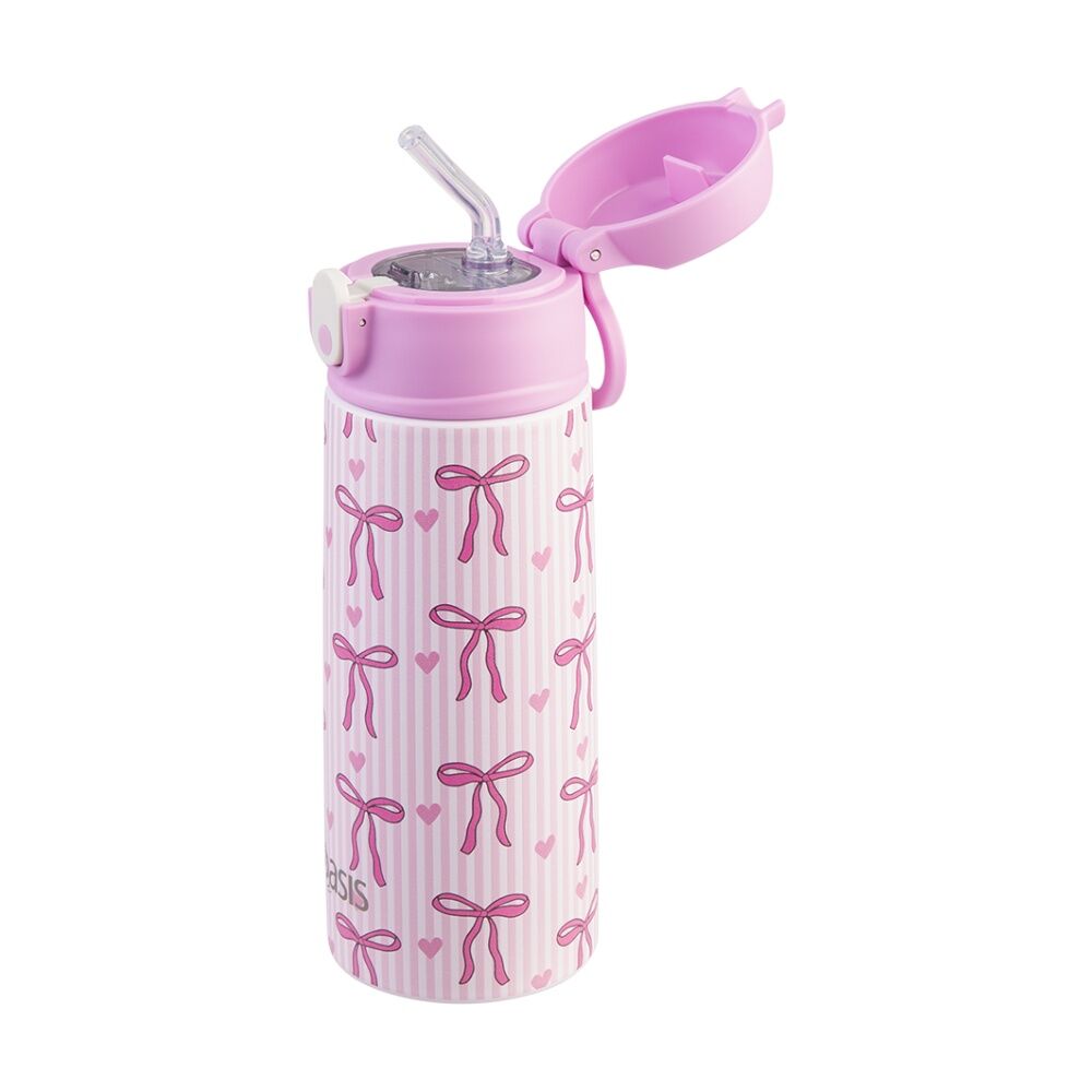 Oasis Kids Drink Bottle Insulated Stainless Steel Bows And Hearts 550ml Oasis — image 2
