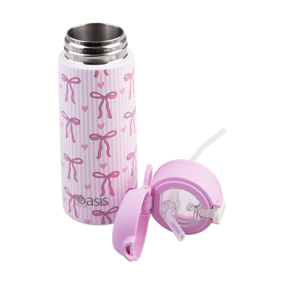 Oasis Kids Drink Bottle Insulated Stainless Steel Bows And Hearts 550ml Oasis — image 3