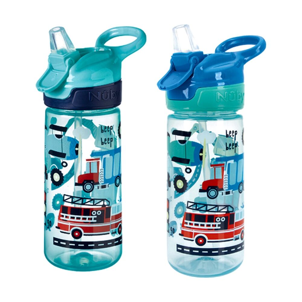 Nuby Super Quench Cup Vacation No-Spill Kids Water Bottle 540ml Blue 18m+ (2 Pack)