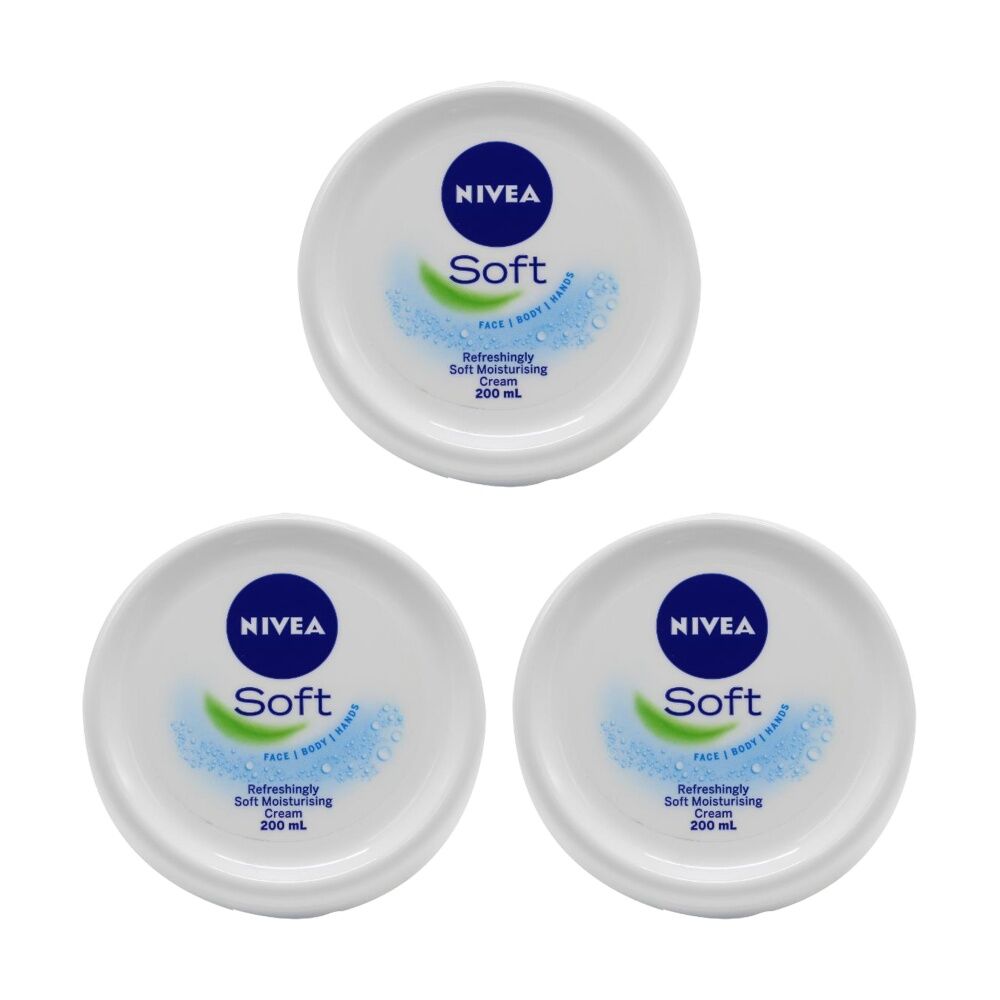 Nivea Face/Body/Hands Refreshing Soft Moisturising Cream 200mL (3 Pack)