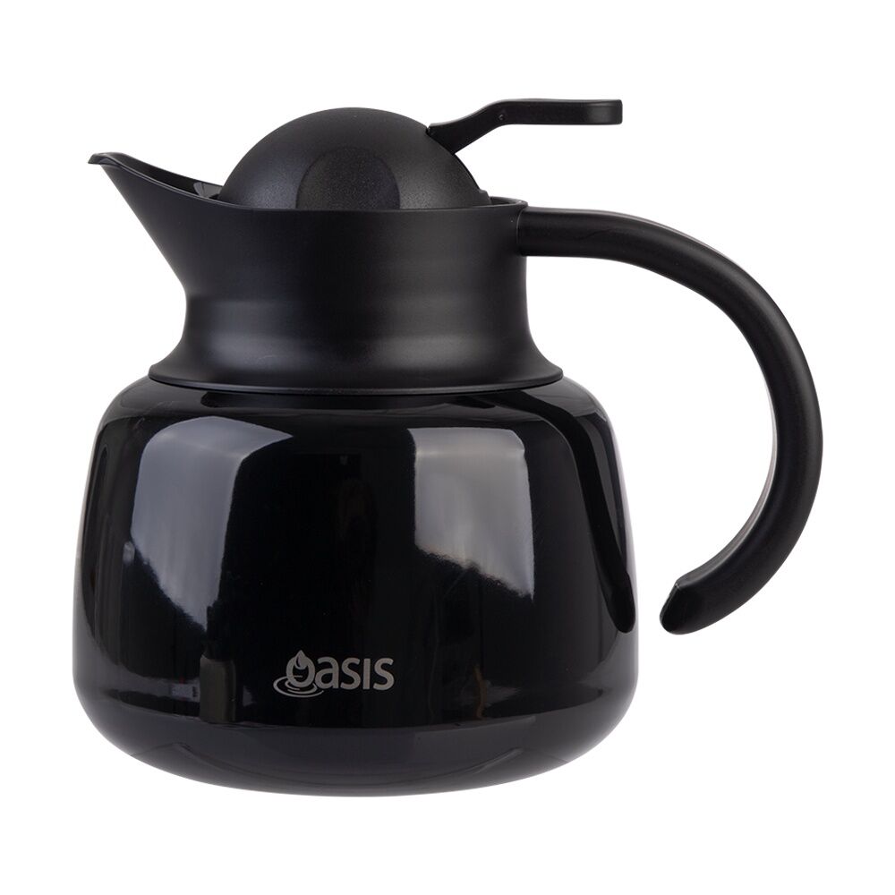 Oasis Stainless Steel Double Wall Insulated Tea Pot w/ Strainer Black 750ml Oasis