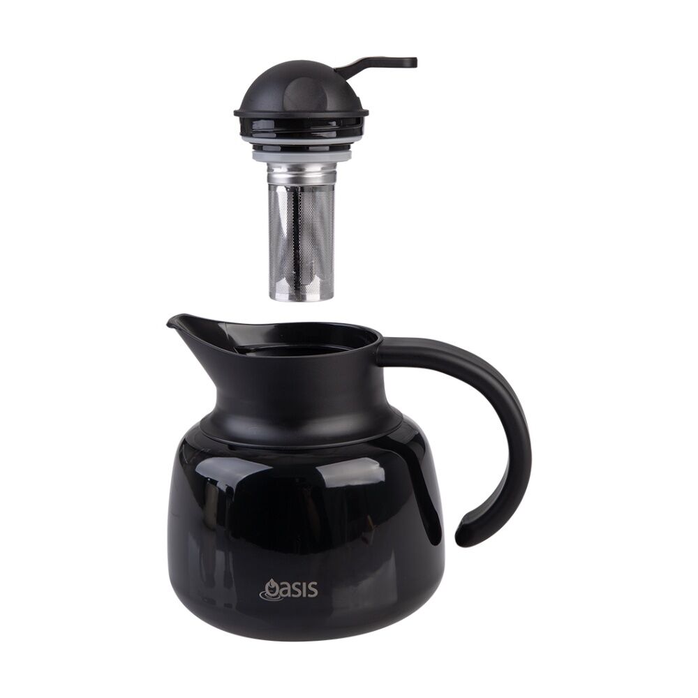 Oasis Stainless Steel Double Wall Insulated Tea Pot w/ Strainer Black 750ml Oasis — image 6