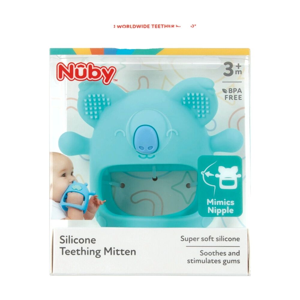 Nuby Multicolour Mini Koala Silicone Teething Mitt Soft Textured 3m+