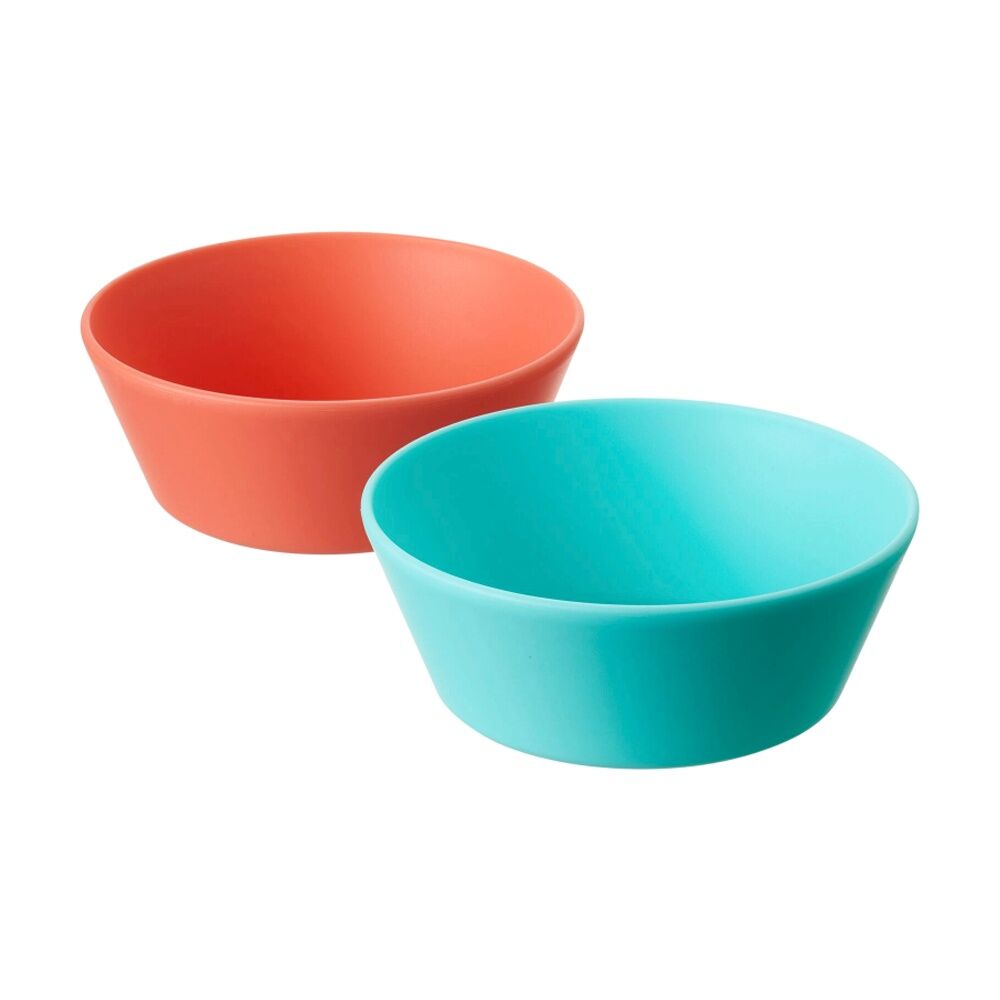 Nuby 2pc Nuby Brights Baby Bowls Durable Kids Plastic Dinnerware Orange/Teal (6 Pack) — image 2