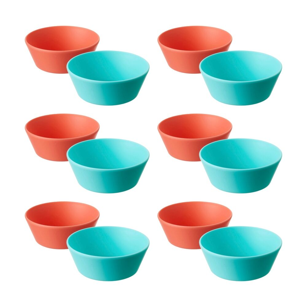 Nuby 2pc Nuby Brights Baby Bowls Durable Kids Plastic Dinnerware Orange/Teal (6 Pack)