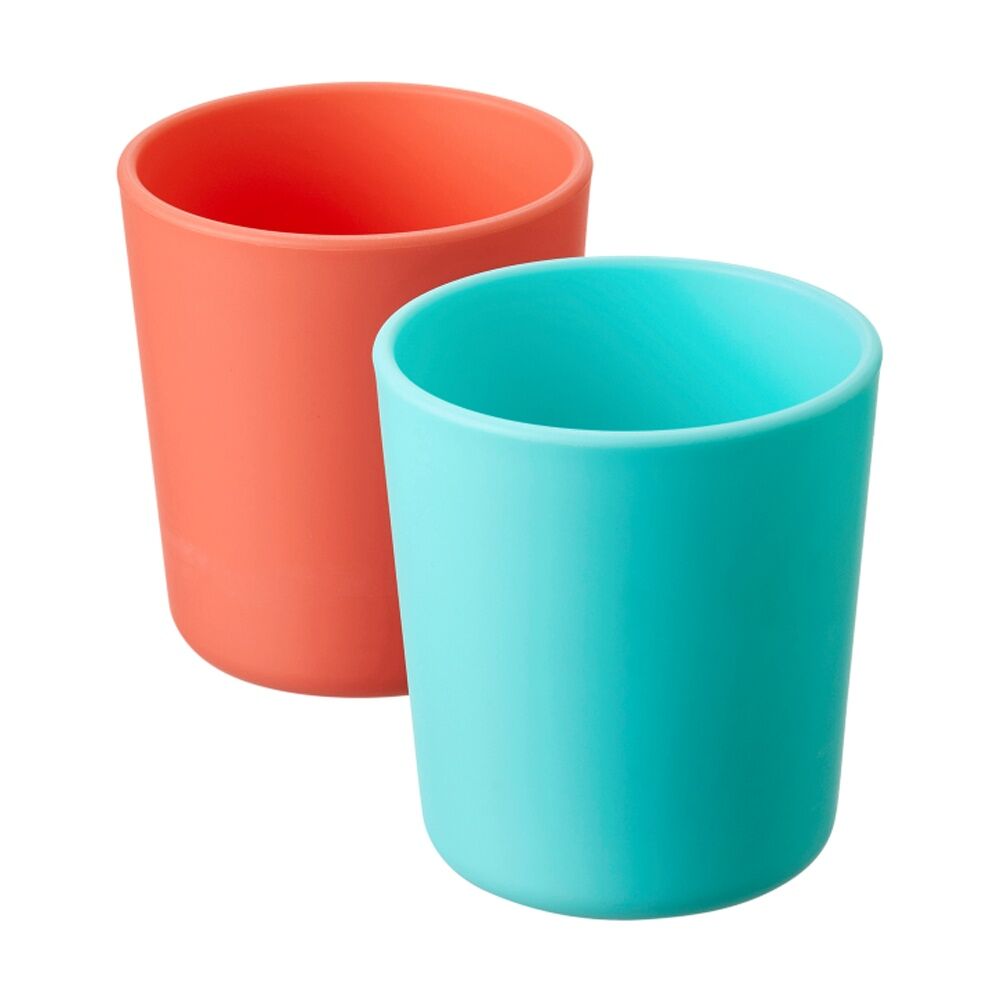 Nuby Brights Tumblers Cup Durable Kids Plastic Dinnerware Orange/Teal (2 Pieces)