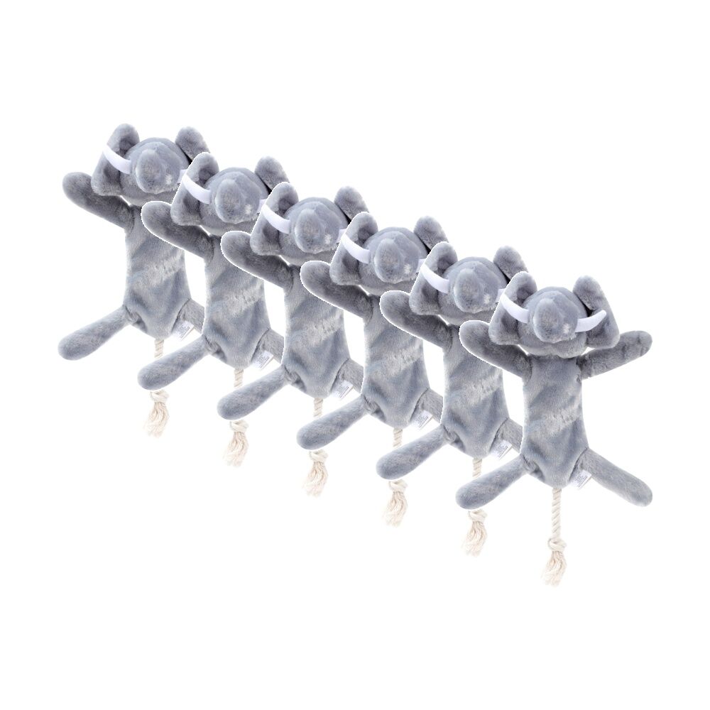 Paws and Claws Safari Rope Skeleton Plush Elephant Dog Pull/Tug Toy 38x12cm (6 Pack)