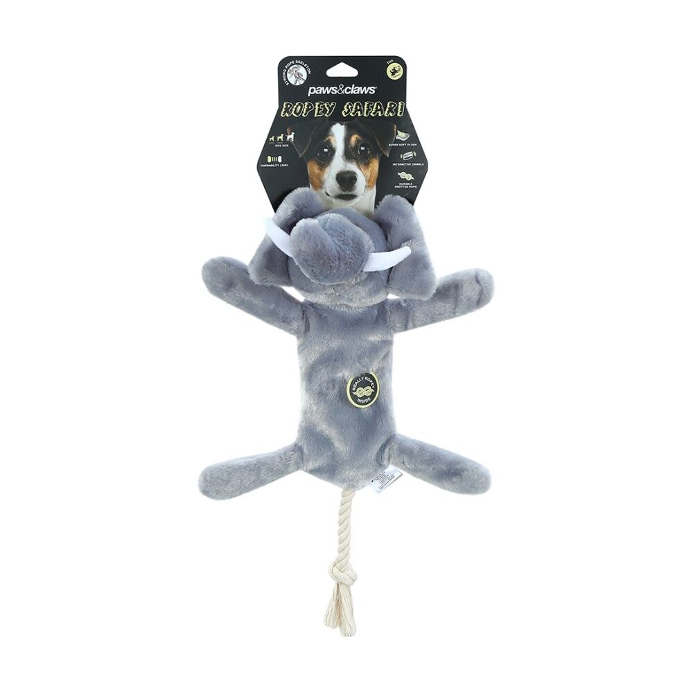 Paws and Claws Safari Rope Skeleton Plush Elephant Dog Pull/Tug Toy 38x12cm (6 Pack) — image 3