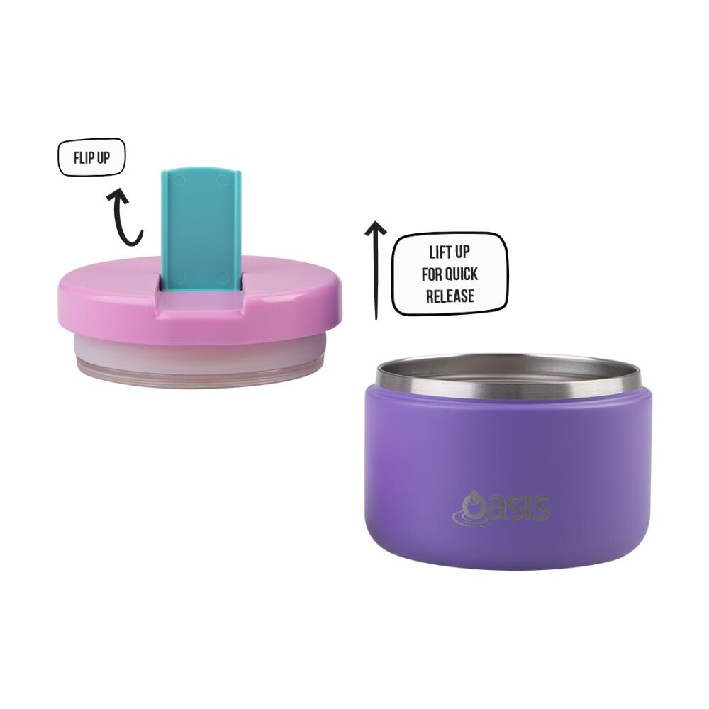 Oasis Stainless Steel Double Wall Insulated Food Flask Mermaid Purple 300ml Oasis — image 9