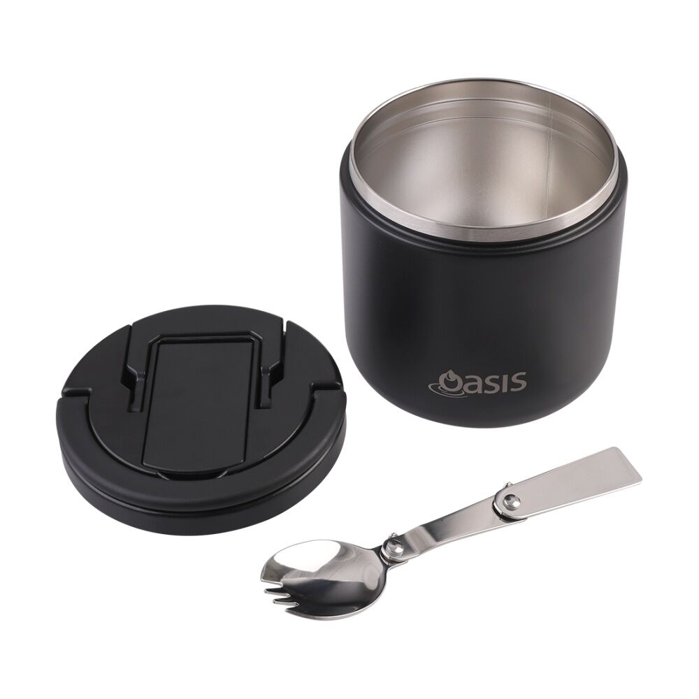 Oasis Stainless Steel Double Wall Insulated Food Flask w/ Lid Black 500ml Oasis — image 7
