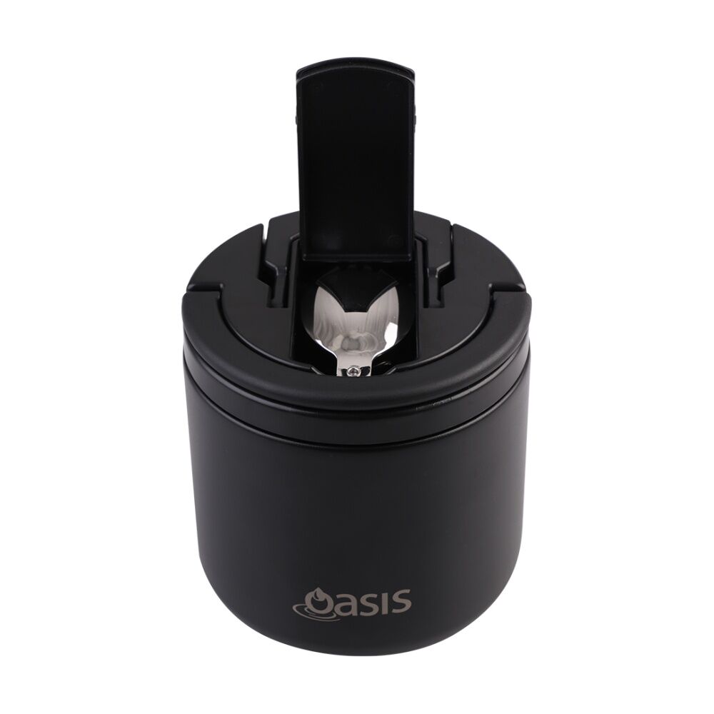 Oasis Stainless Steel Double Wall Insulated Food Flask w/ Lid Black 500ml Oasis — image 5