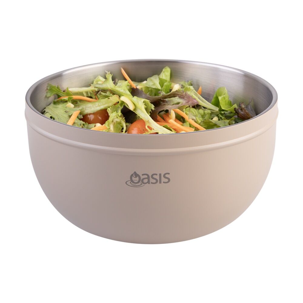 Oasis Stainless Steel Double Wall Insulated Salad Bowl With Lid Oat 2.8L Oasis — image 4