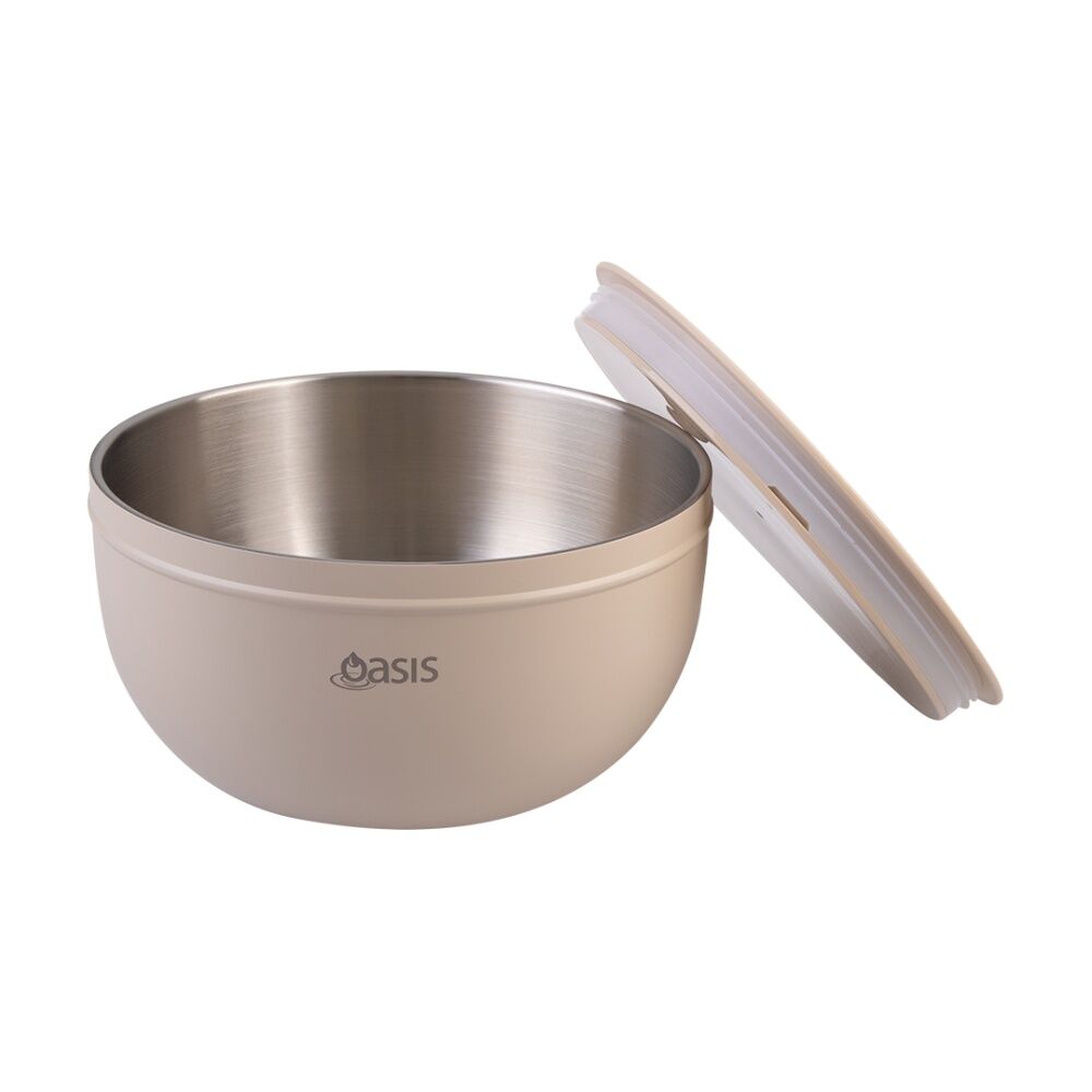 Oasis Stainless Steel Double Wall Insulated Salad Bowl With Lid Oat 2.8L Oasis — image 9