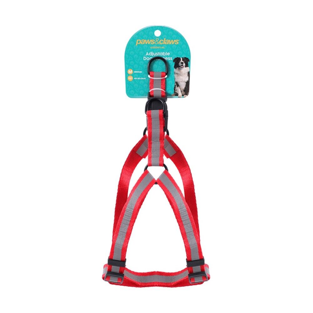 Paws and Claws Assorted Reflective Adjustable Pet Dog Harness Medium 40-65x2cm
