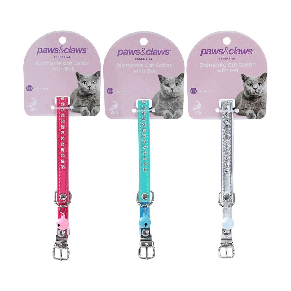 Paws and Claws Assorted Diamonte Cat Bell Collar 22-30cm Bedazzled Jewel — image 2