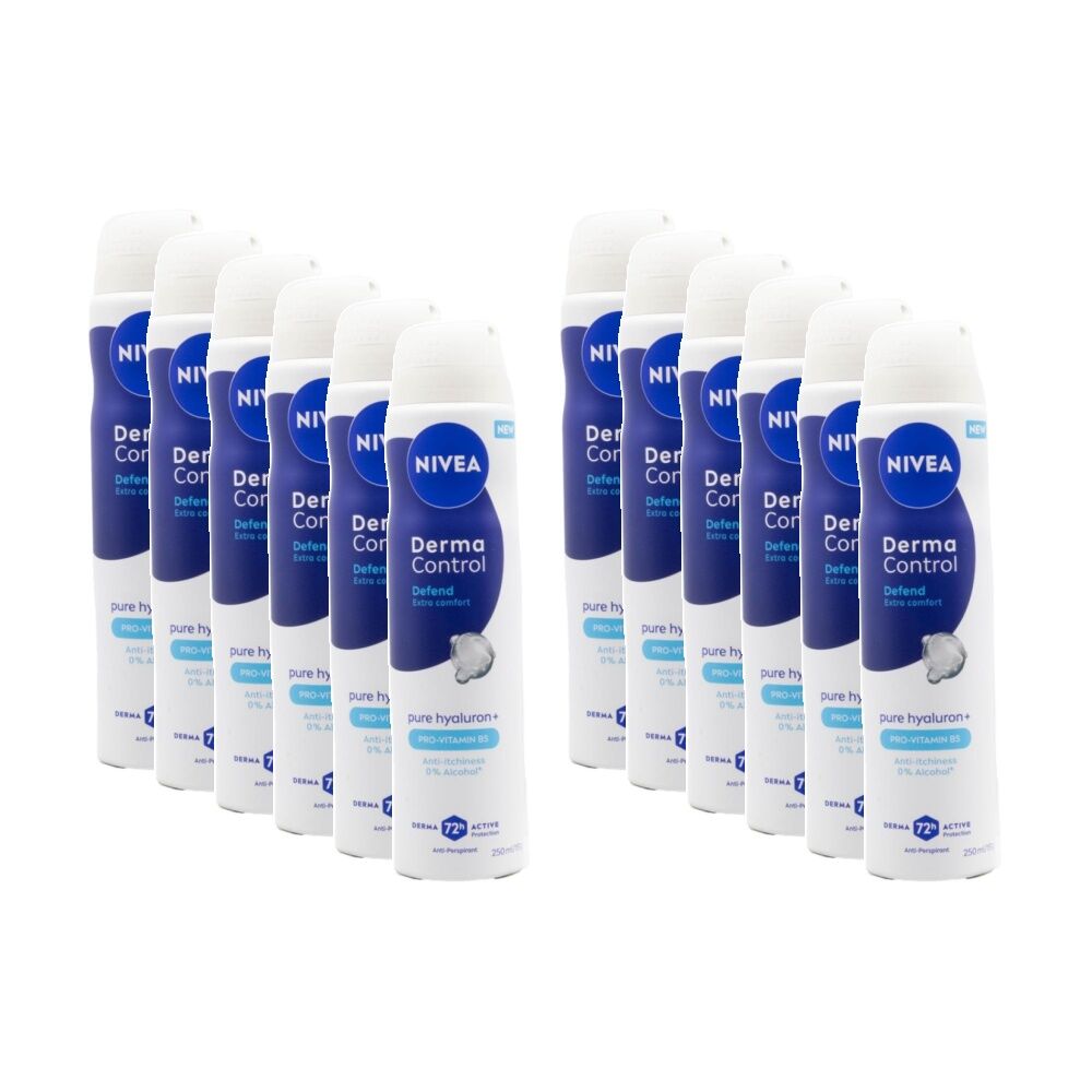 Nivea 72H Antiperspirant Derma Control Spray 250ml Pro Vitamin B5 (12 Pack)
