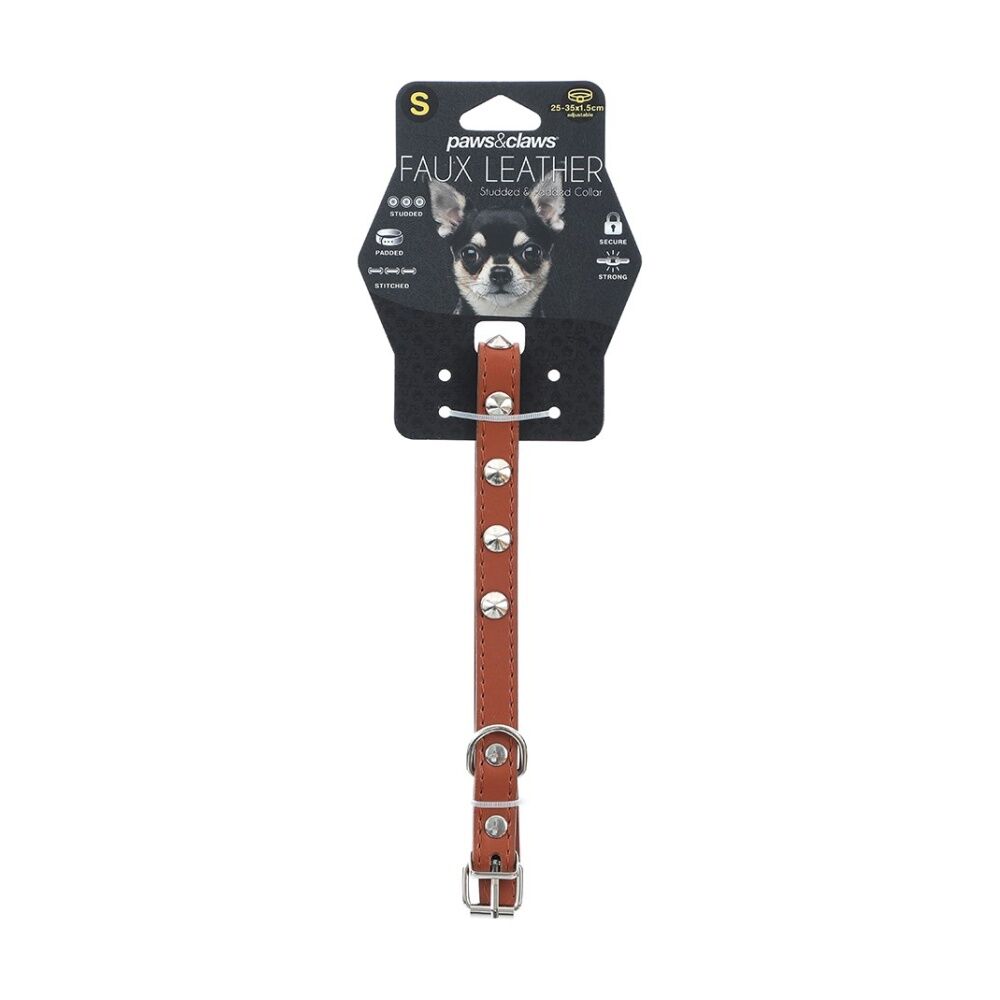 Paws and Claws Assorted Studded Leather-Look Padded Dog Collar Small 25-35cm — image 3