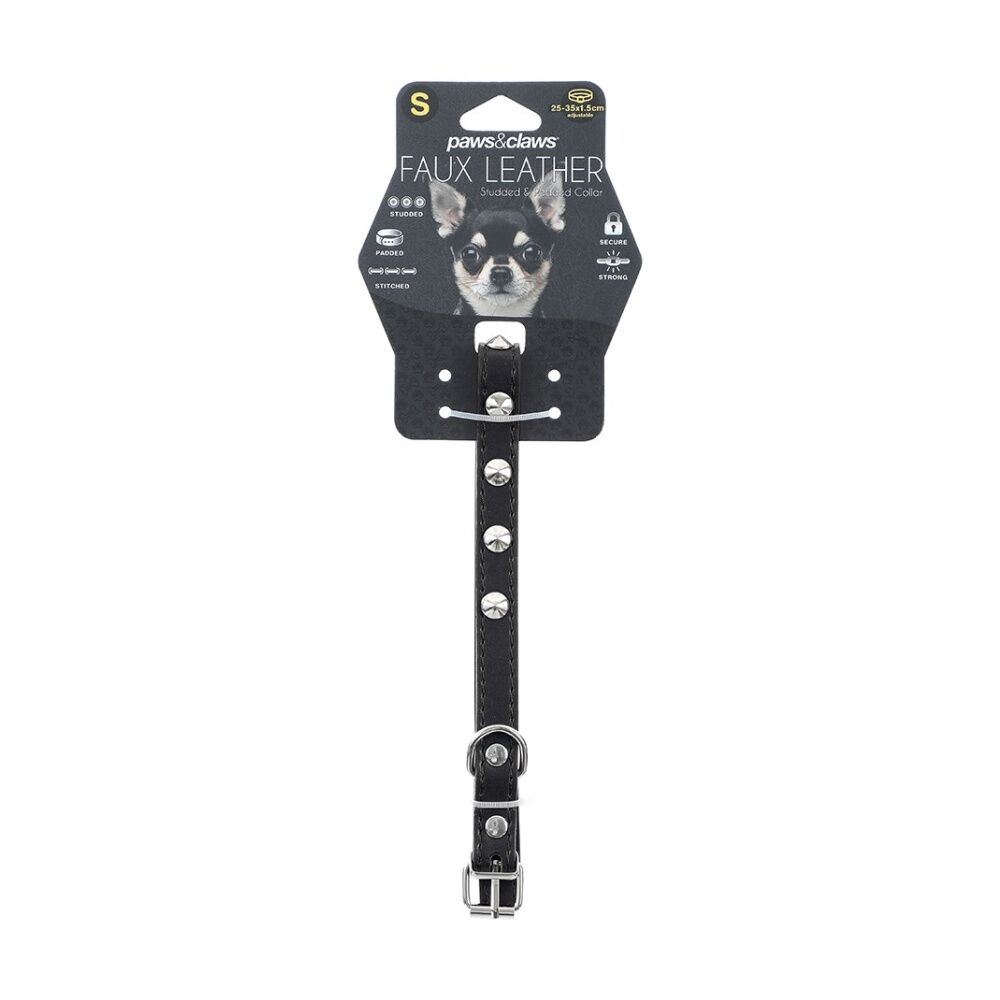 Paws and Claws Studded Leather-Look Padded Dog Collar Small 25-35cm Assorted (6 Pack) — image 5