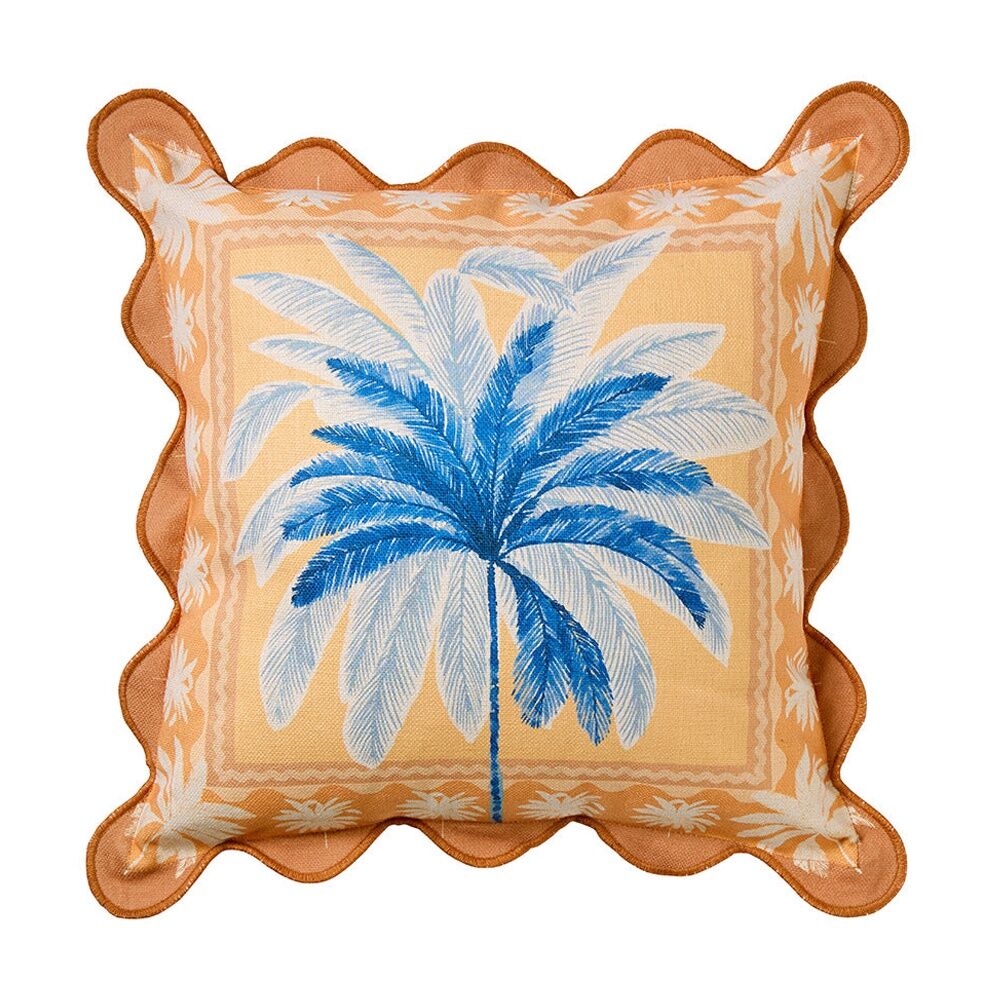Kas Australia Luana Outdoor Cushion Palm Trees Canvas Neutral Kas Australia