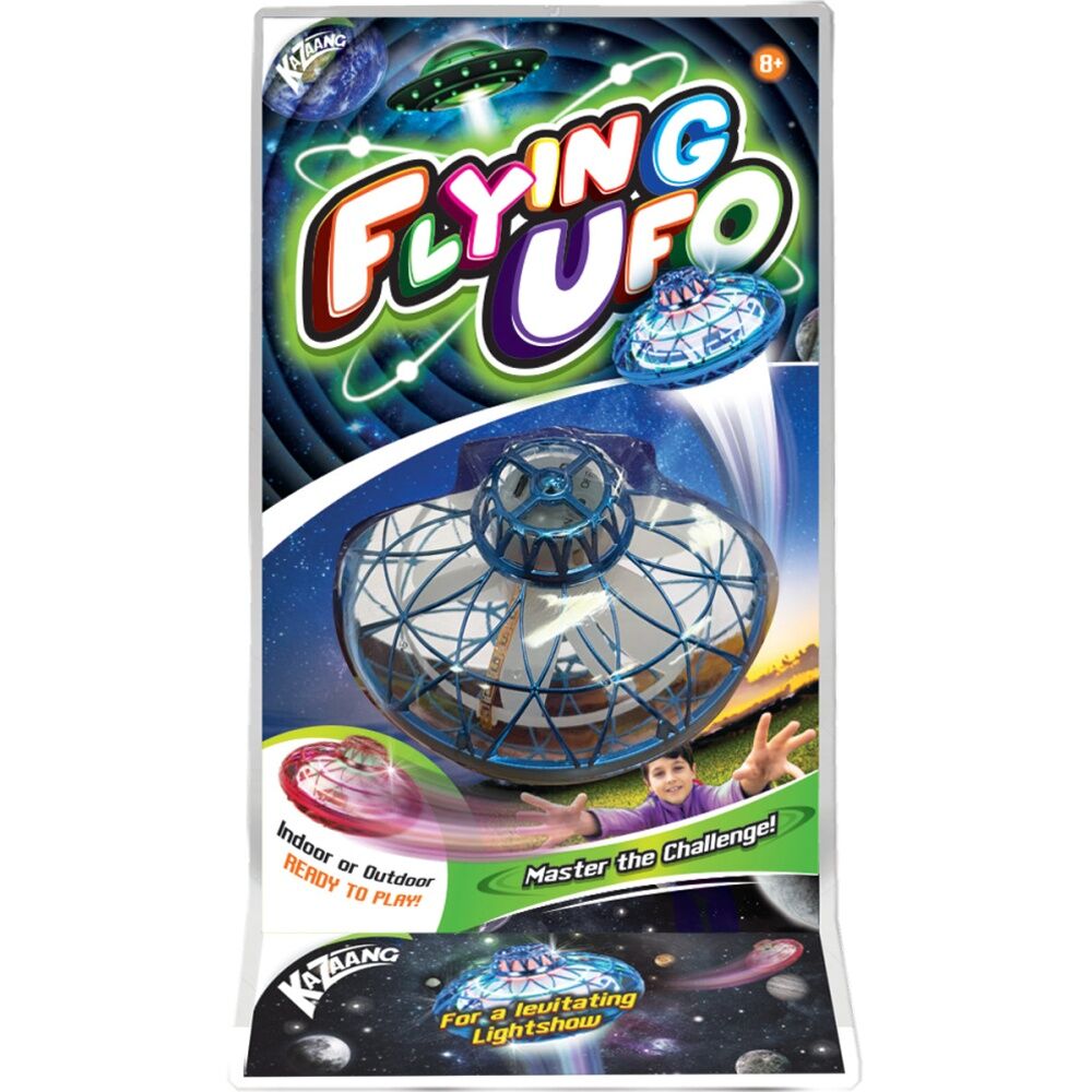 Kazaang Flying UFO Blue Outdoor Toy - Advanced 220mAh Battery, Gyro Stabilization, Boomerang Effect, Multi-Color LED Light Show - Ages 8+ Blue