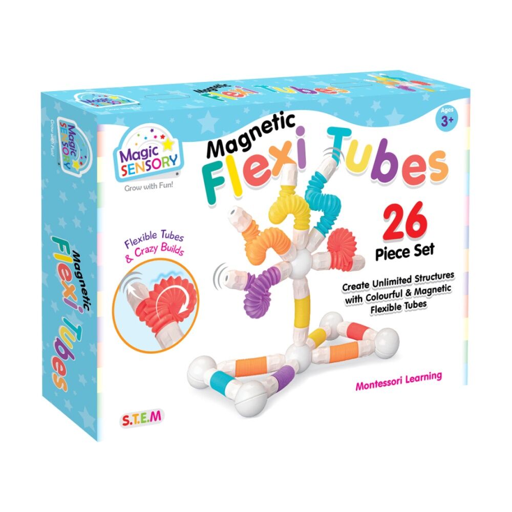Magic Sensory Magnetic Flexi Tubes Set Toy Creative Play 3y+ (26 Pieces)