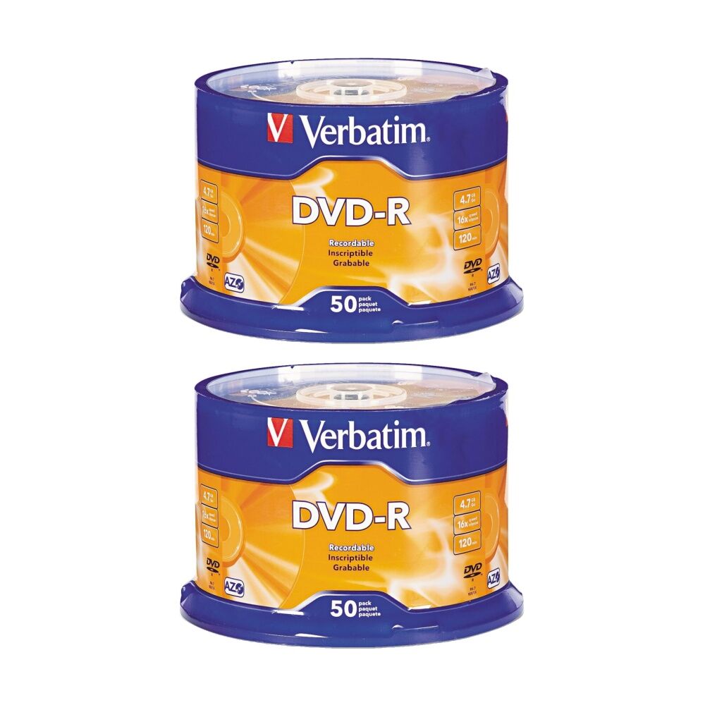 Verbatim 50pc Verbatim DVD-R Spindle 16x Speed Blank Discs 4.7GB/120min (2 Pack)