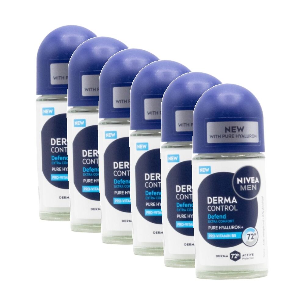 Nivea 72H Antiperspirant Men's Roll On Deodorant 50mL Pro Vitamin B5 (6 Pack)