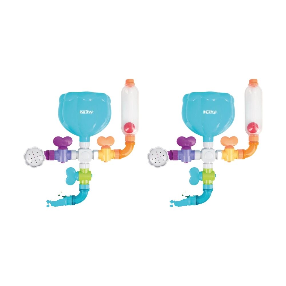 Nuby Wacky Water Works Bath Toy w/ Pipes Valves Suction Cups Multicolour 3m+ (2 Pack)