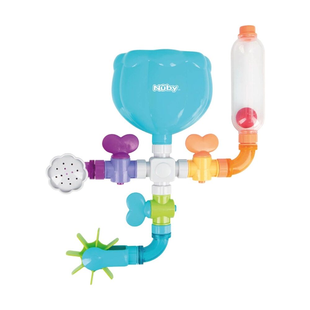 Nuby Wacky Water Works Bath Toy w/ Pipes Valves Suction Cups Multicolour 3m+ (2 Pack) — image 2