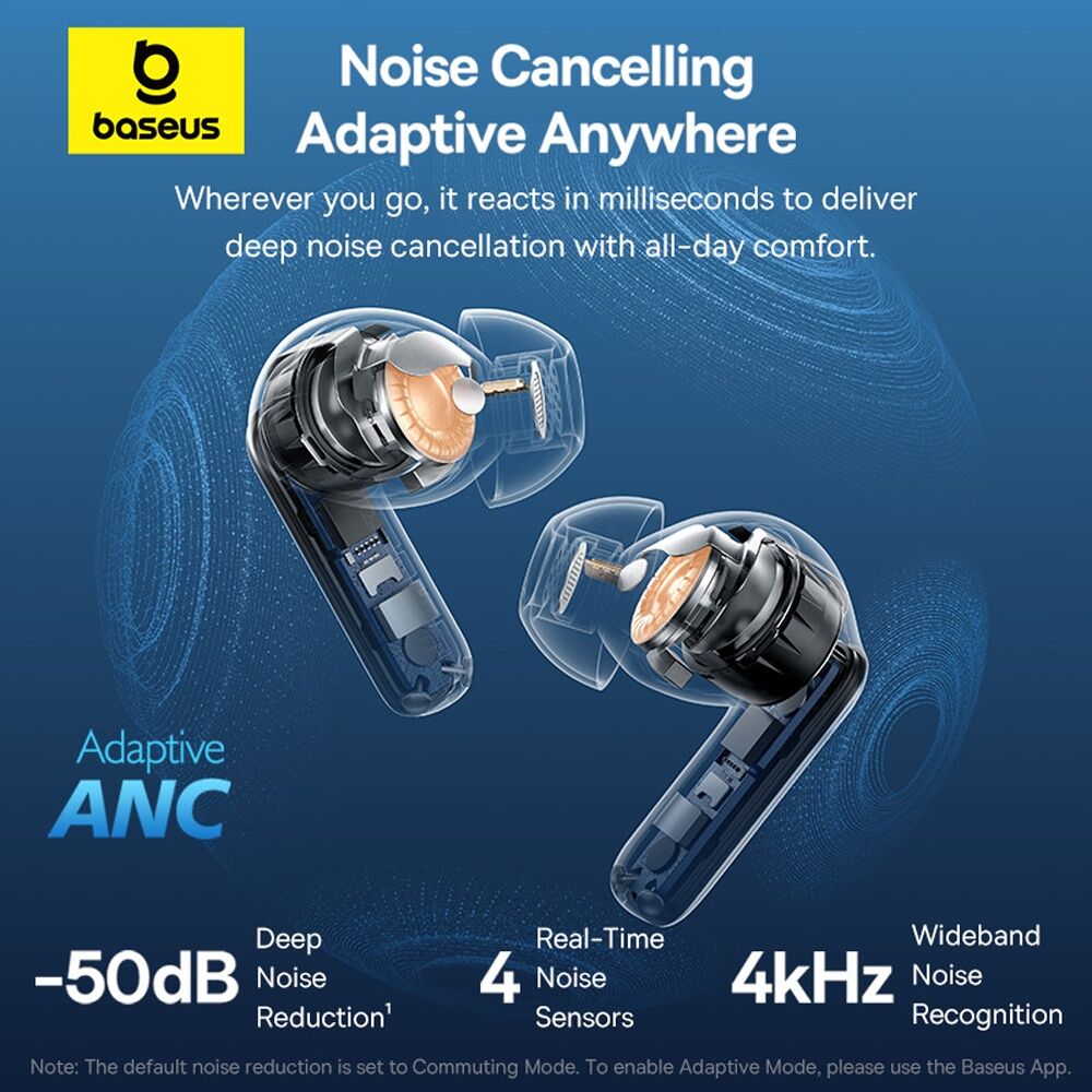Baseus Moon White BP1 Pro Active Noise Cancelling Wireless In-Ear Earbuds — image 2