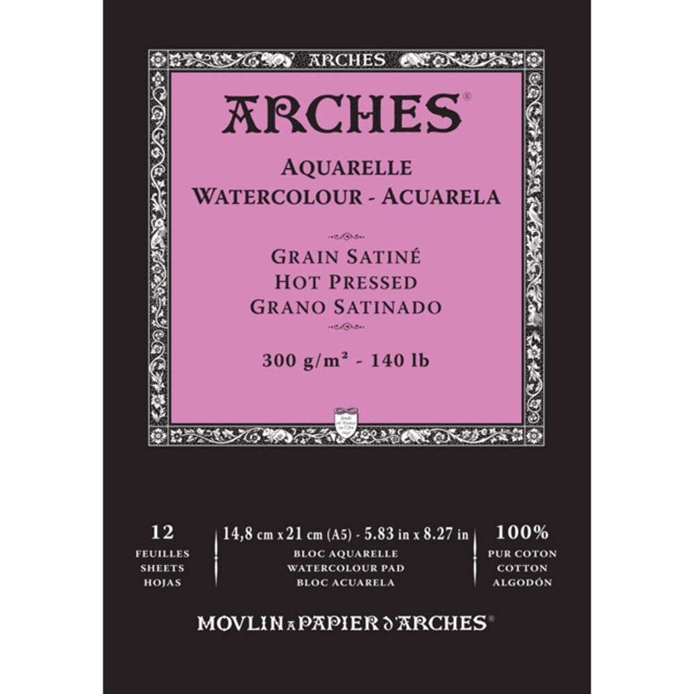 Arches Hot Press Watercolour Art/Craft Painting Paper Pad 300g A5 (2 Pack) — image 2