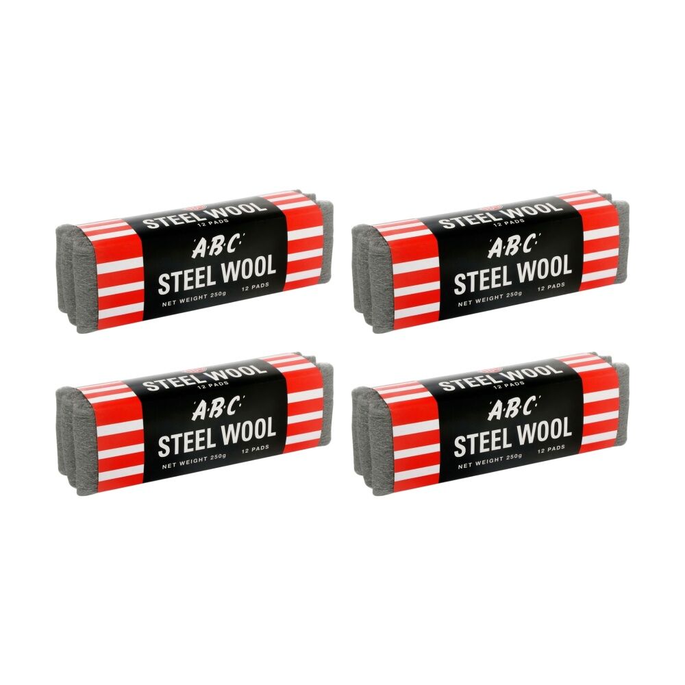 Abc 250g Home Professional Cleaning Steel Wool Sleeves Grade 2 (4 Pack)