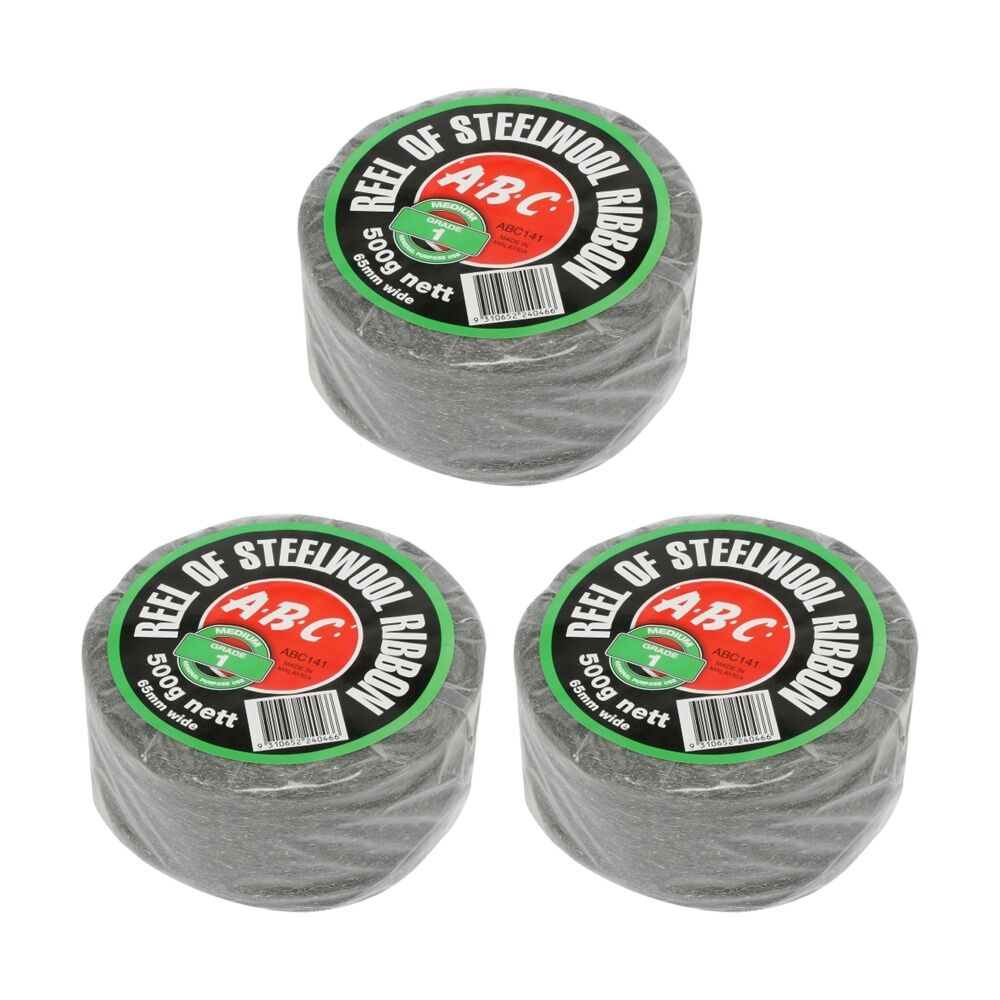 Abc 12pc ABC 500g Home Professional Cleaning Steel Wool Reels Grade 1 (3 Pack)