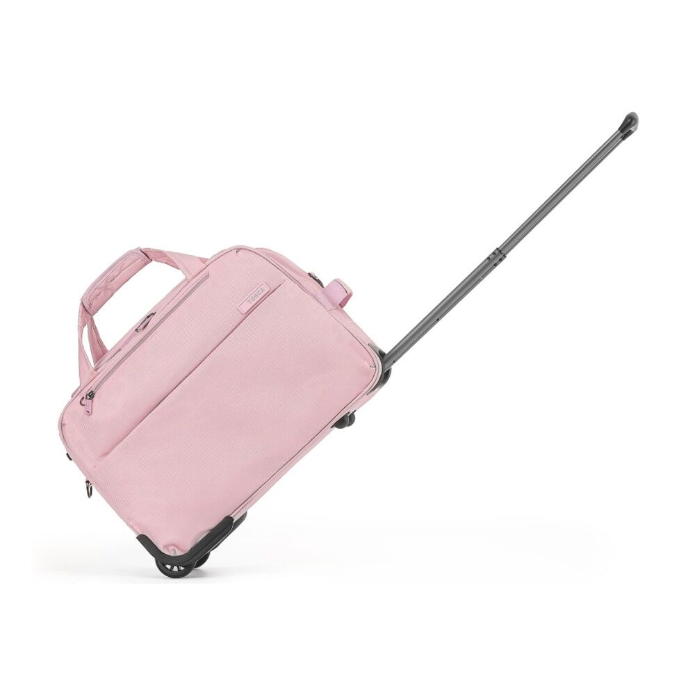 Tosca So Lite Onboard Wheel Bag Blush Fabric Compact Rolling Suitcase With Telescopic Metal Handle Multiple Zippered Compartments Small Wheels For