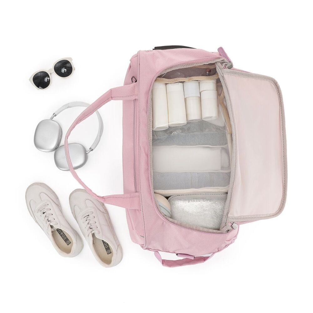 Tosca So Lite Onboard Wheel Bag Blush Fabric Compact Rolling Suitcase With Telescopic Metal Handle Multiple Zippered Compartments Small Wheels For — image 4