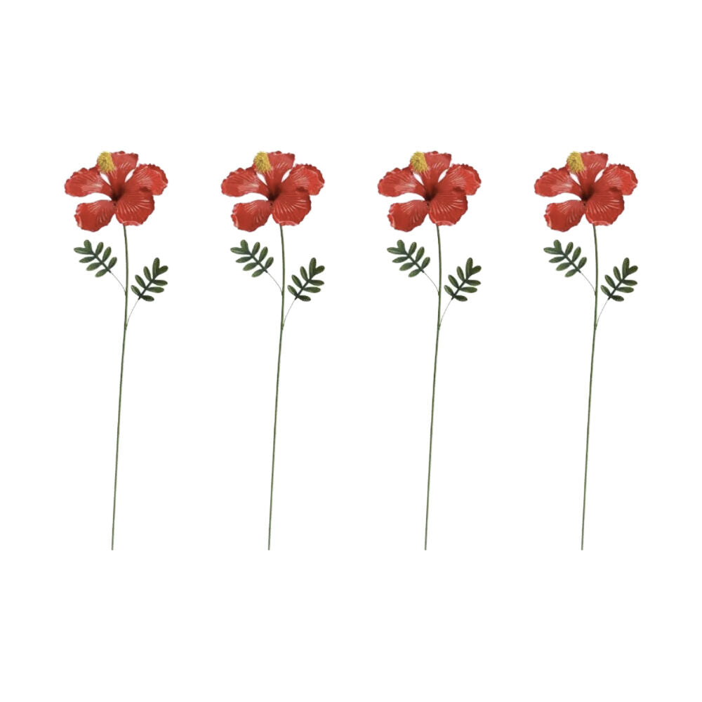 A.Fresco Hibiscus Stake Decorative Powder Coated Metal Garden Ornament Tropical (4 Pack)