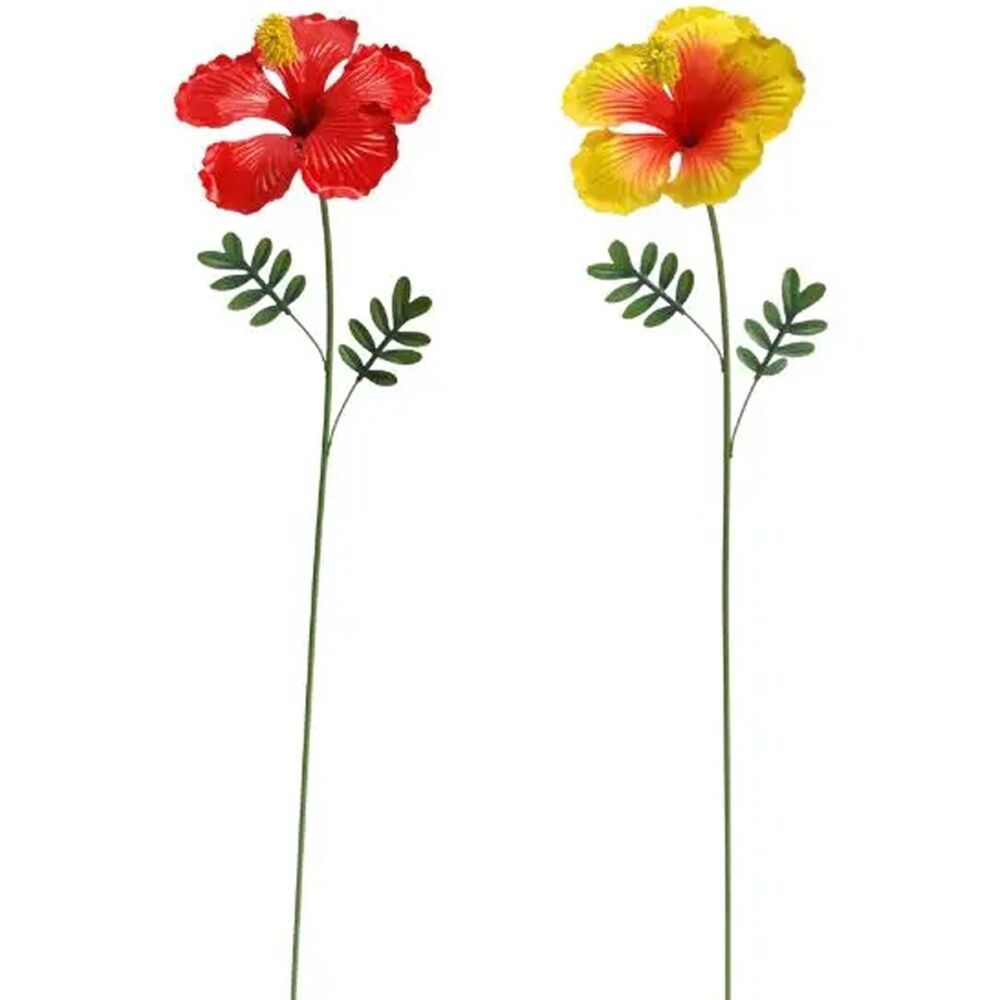 A.Fresco Hibiscus Stake Decorative Powder Coated Metal Garden Ornament Tropical (4 Pack) — image 3