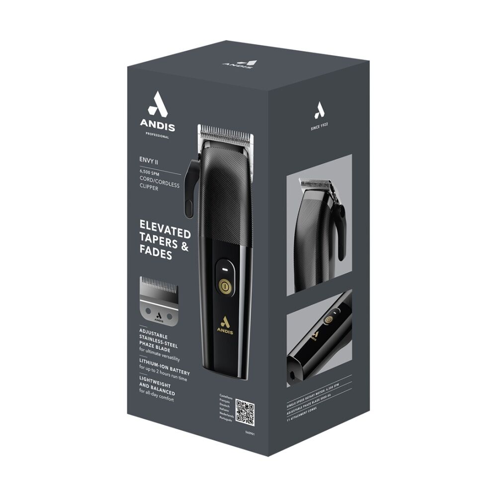 Andis Envy II Men's Clipper Premium Hair Cutting Tool 2 Hour Runtime Black Cordless Black — image 3