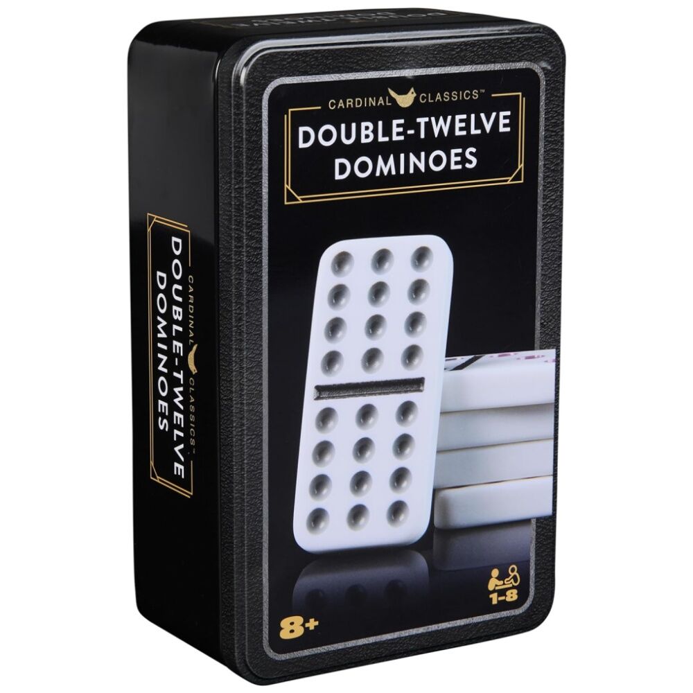 Cardinal 6y+ Classic Double 12 Coloured Dominoes w/ Mexican Train In Tin