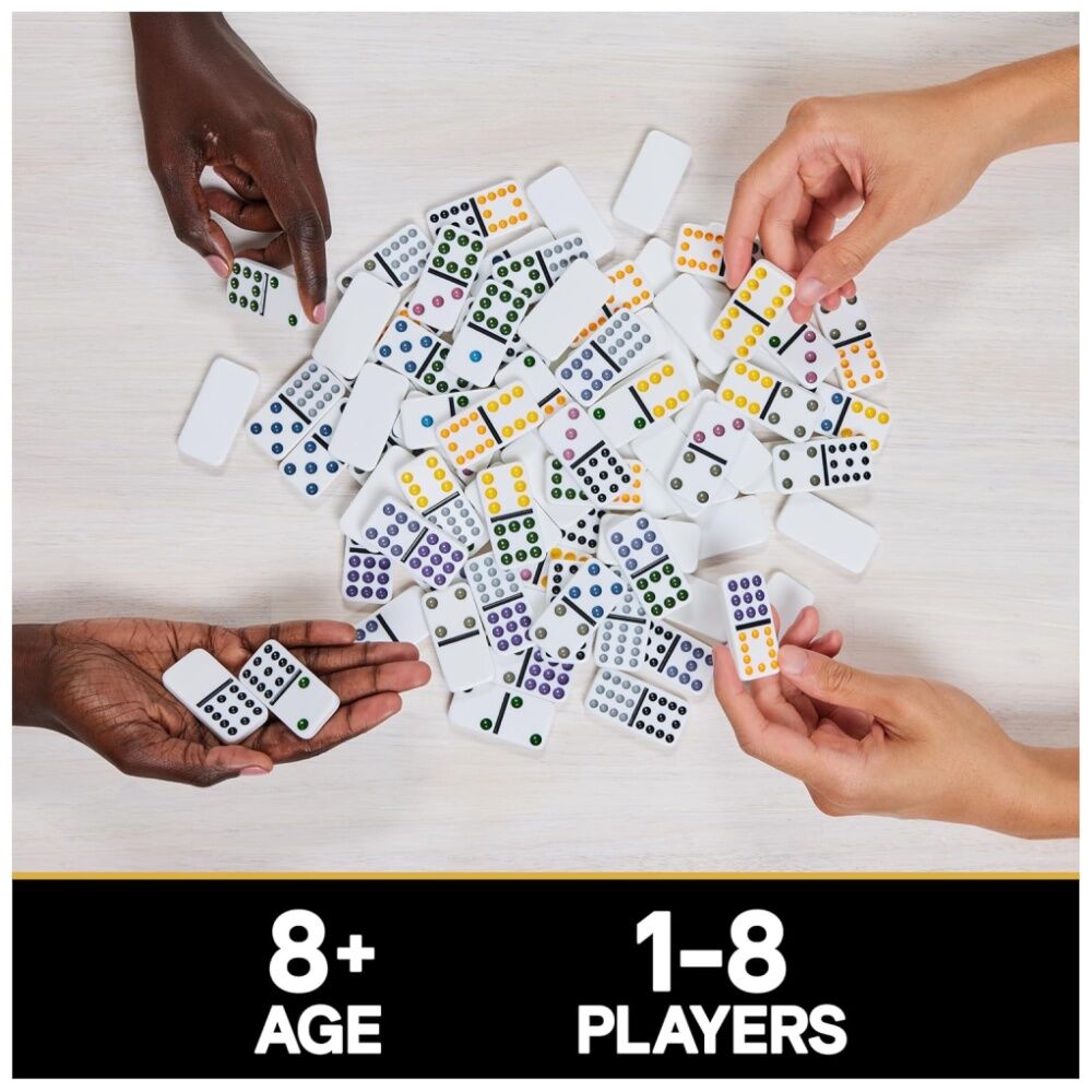 Cardinal 6y+ Classic Double 12 Coloured Dominoes w/ Mexican Train In Tin — image 3