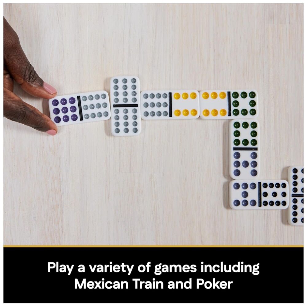Cardinal 6y+ Classic Double 12 Coloured Dominoes w/ Mexican Train In Tin — image 5
