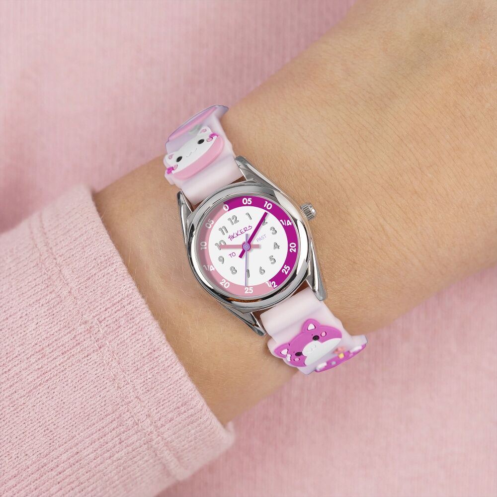 Tikkers 3D Cat Silicone Strap Time Teacher Dial Kids Watch Pink Tikkers — image 3