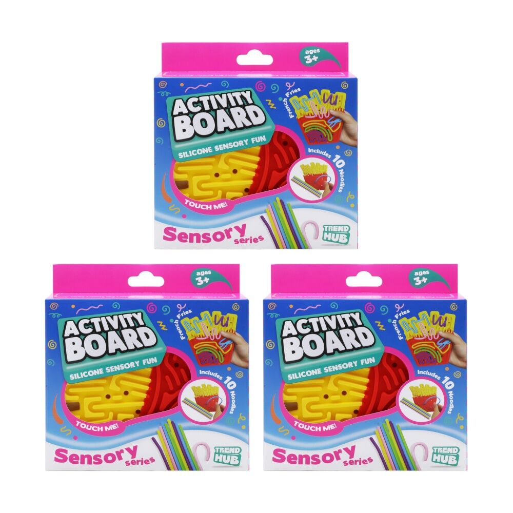 Trend Hub Kids 3y+ Silicone Activity Board Wave 2 Sensory Toy Assorted (3 Pack)