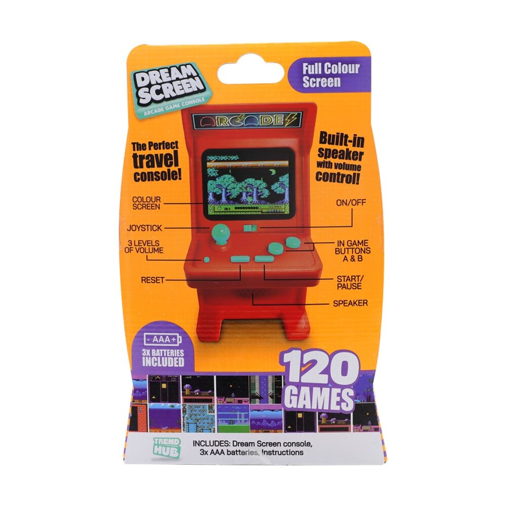 Trend Hub Dream Screen Arcade Game Console Assorted - 120 Classic Games - Full Colour Screen - Built-In Speaker with Volume Control - Red or Purple - — image 4
