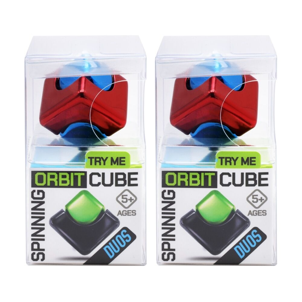 Trend Hub Kids 5y+ Orbit Cube Metallic Fidget Spinner Assorted Colours (2 Pack)