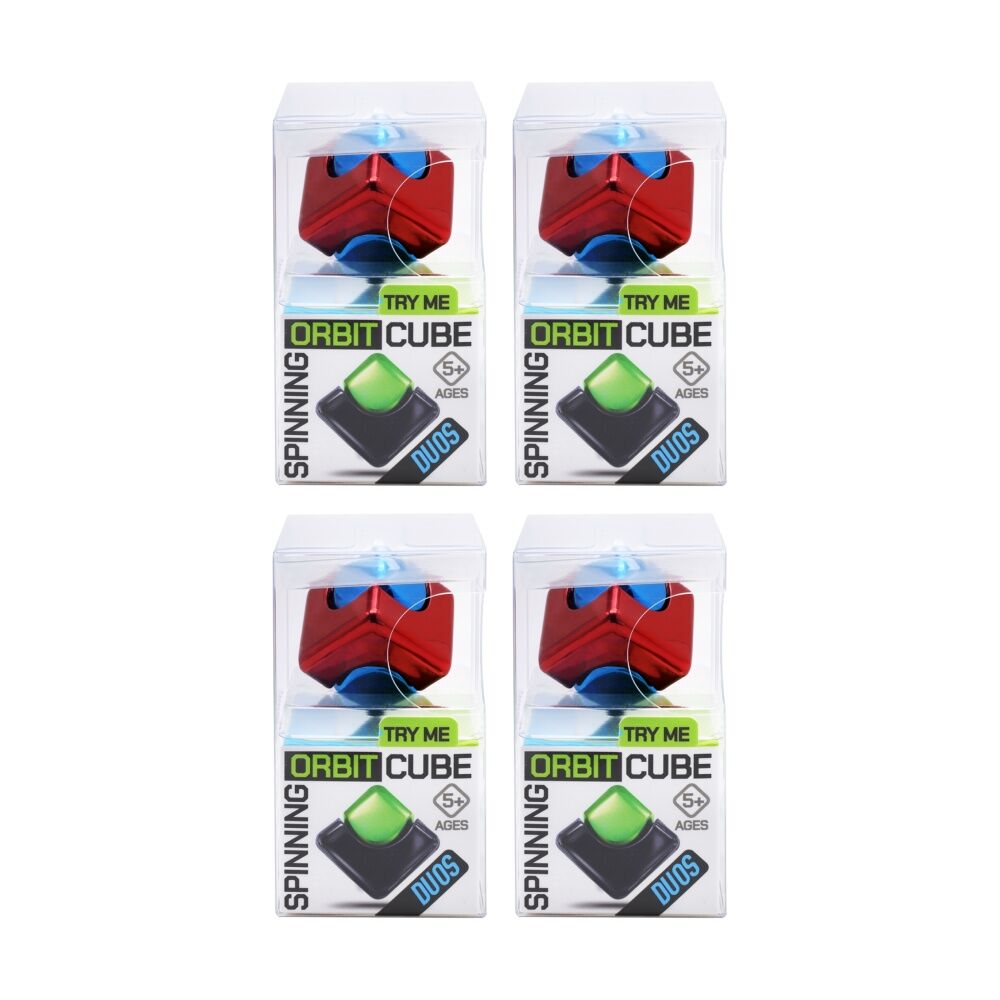 Trend Hub Kids 5y+ Orbit Cube Metallic Fidget Spinner Assorted Colours (4 Pack)