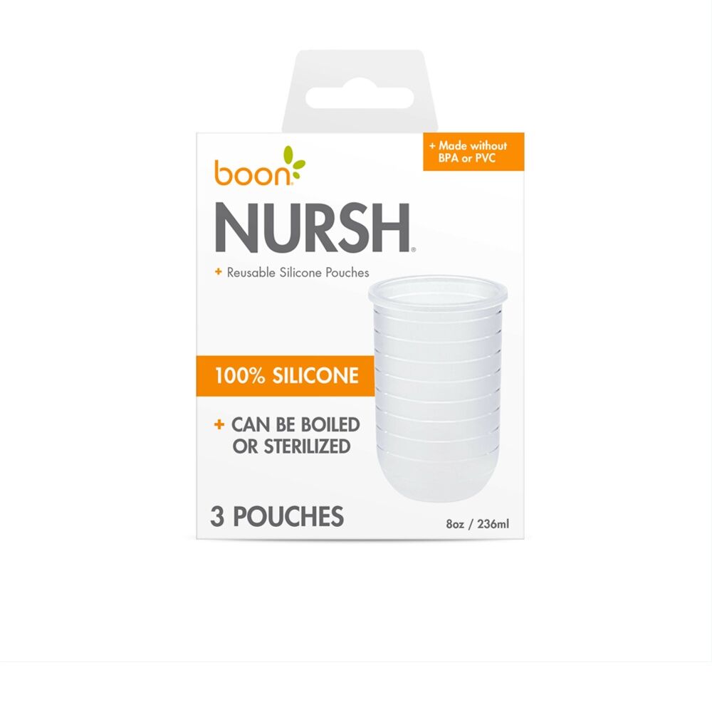 Boon Nursh 3pc 236ml Collapsible Air Silicone Pouch Baby Feeding Accessory